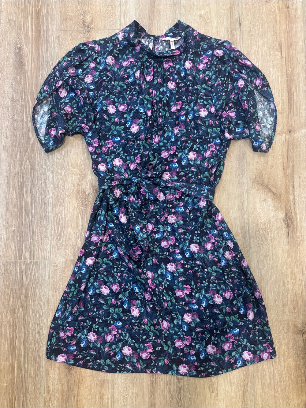 Rebecca Taylor Navy Floral Short Sleeve Dress